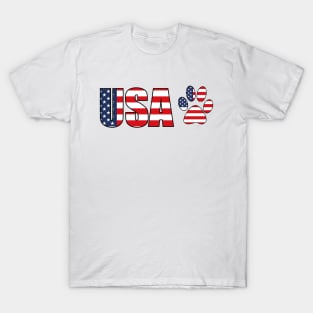 USA flag Dog Paw T-Shirt